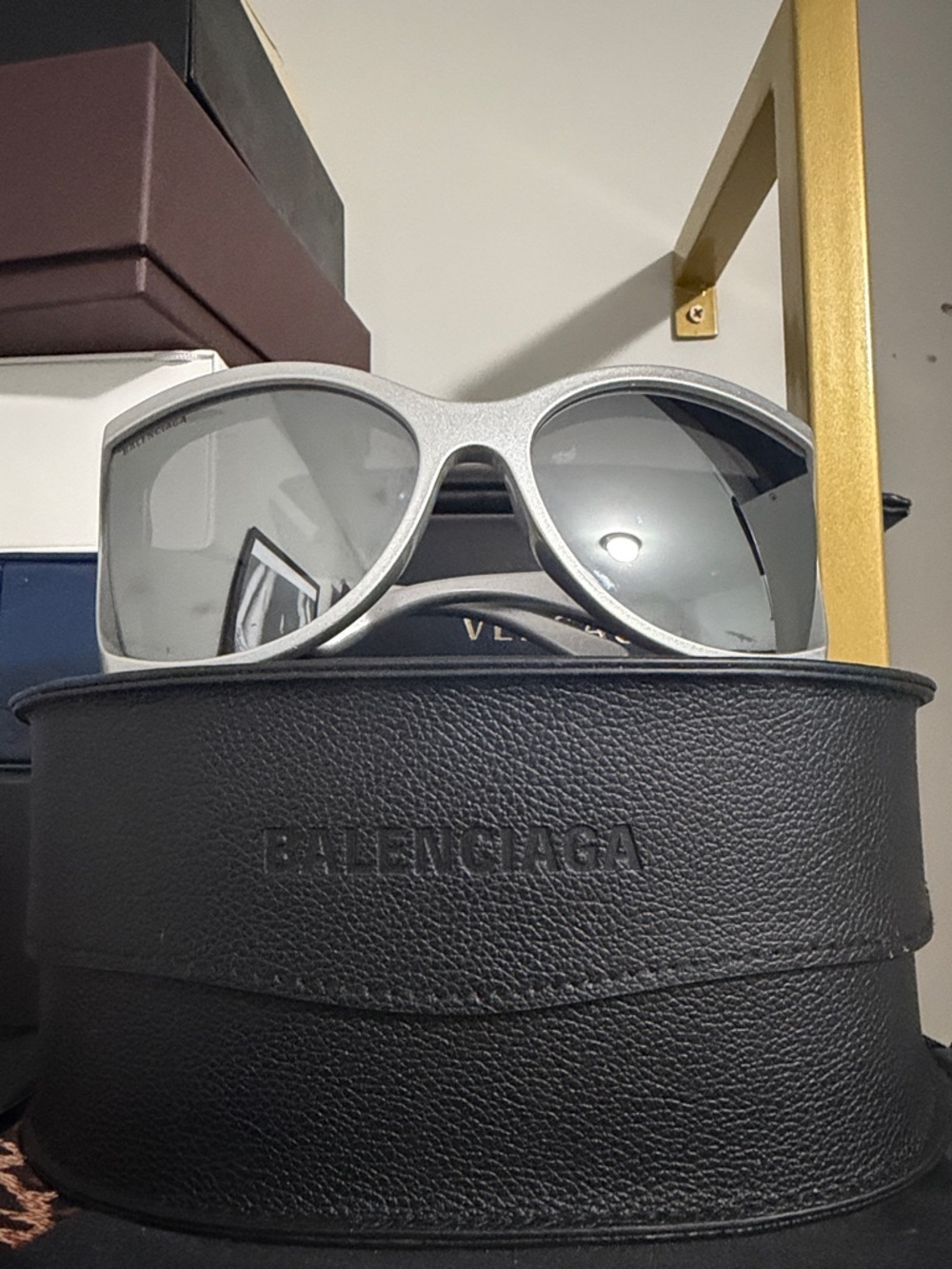 Balenciaga Women’s Silver Mirrored Oversized Sunglasses
